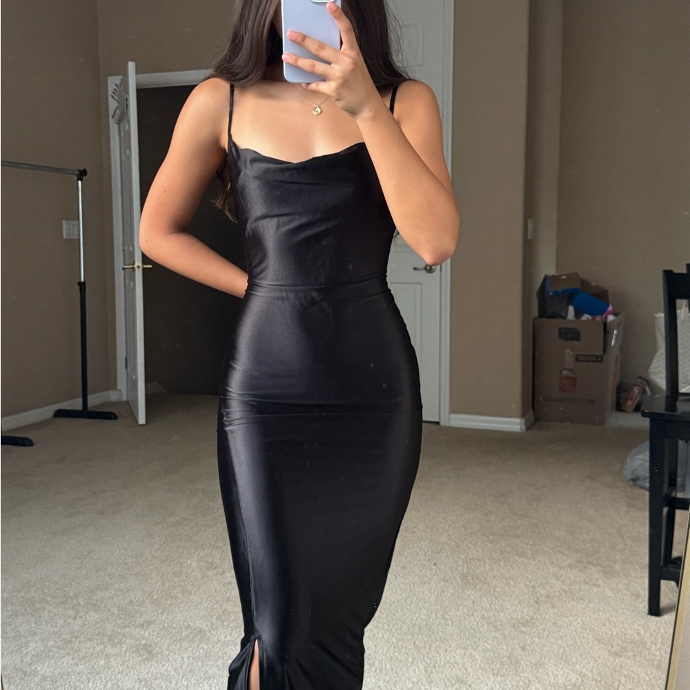 Elegant Black Spaghetti Strap Dress